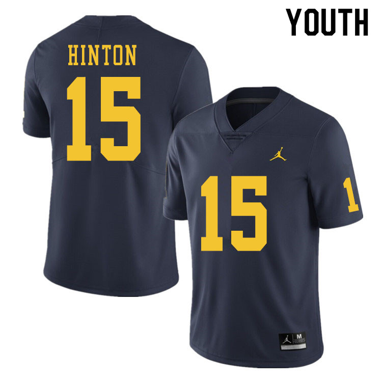 Youth #15 Christopher Hinton Michigan Wolverines College Football Jerseys Sale-Navy